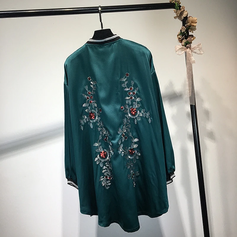 Wenyin/Новинка 2017 года Осенняя мода уличная Цветочные emboridery течет Курточка бомбер