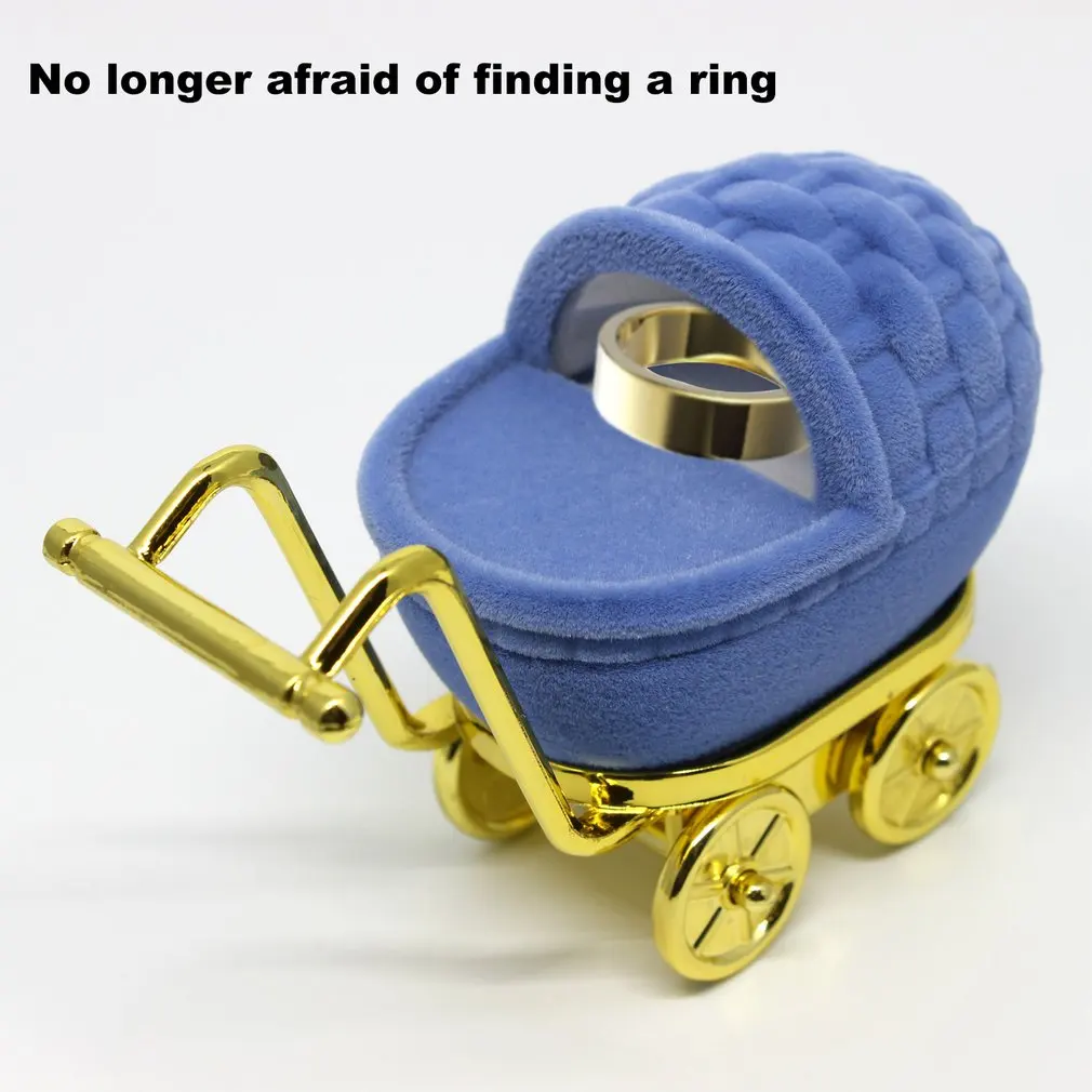 Маленькая милая бархатная Свадебная коробочка для обручальных колец со стразами