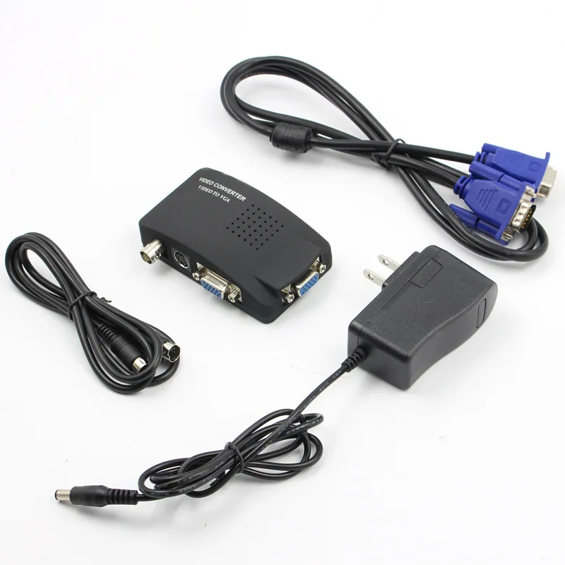 1080P CC TV DVR DVD BNC S video VGA в конвертер адаптер цифровая коробка с ЕС/США вилка питания +