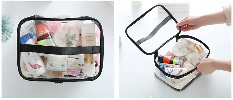 PVC Transparent Waterproof Cosmetic Toiletry Bag Women Travel Necessary Clear Make up Pouch Beauty Vanity Wash Organizer Cases