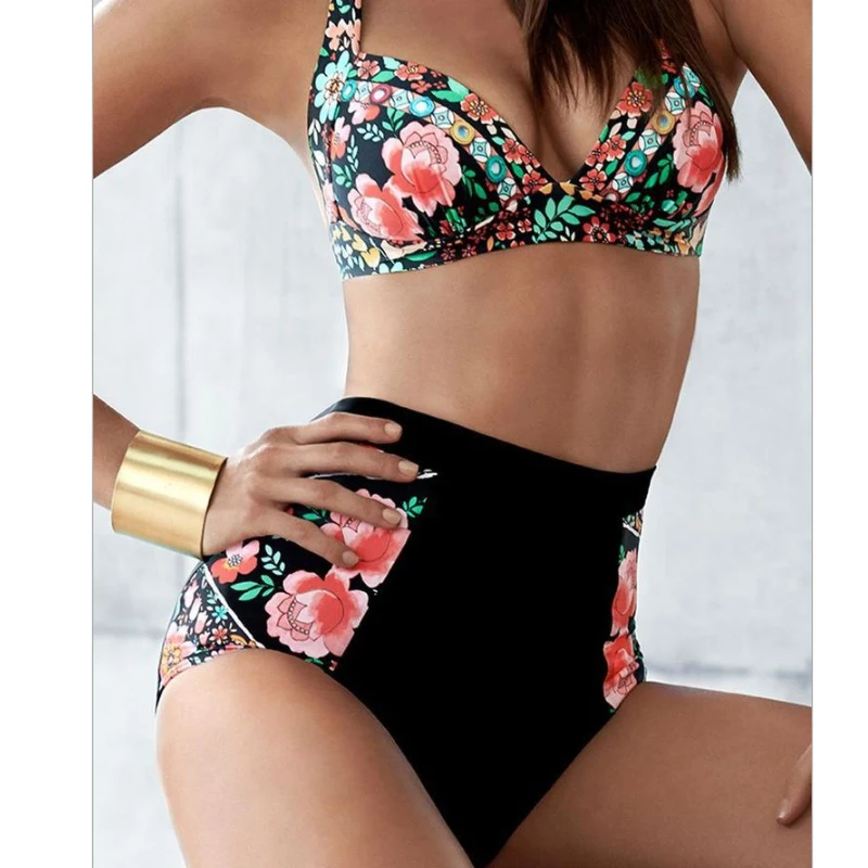 

Sexy Print High Waist Bikini Women's Large Size Swimsuit