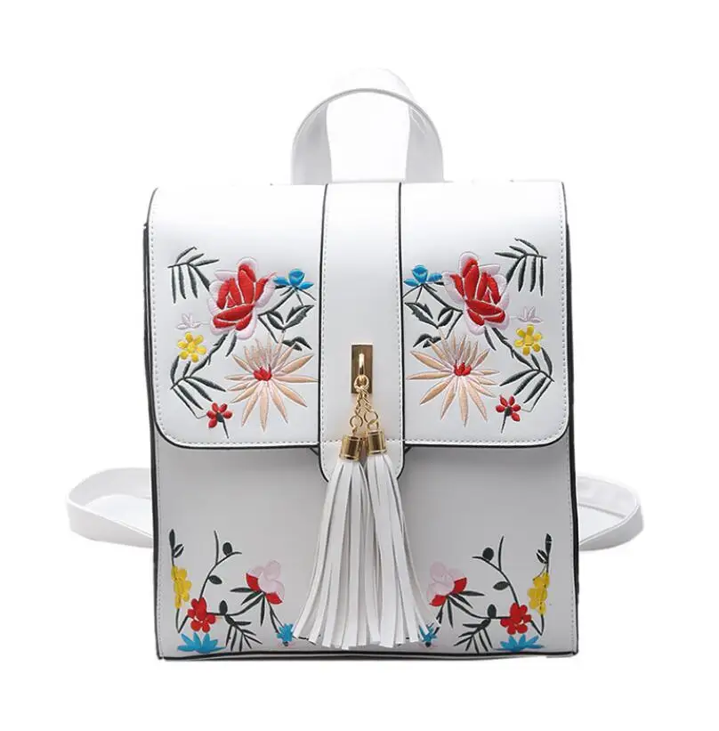 High Quality PU Embroidery Backpack School Bags For Teenagers Casual Black Trave Women Mochila Sac A Dos Femme LL1 | Багаж и сумки