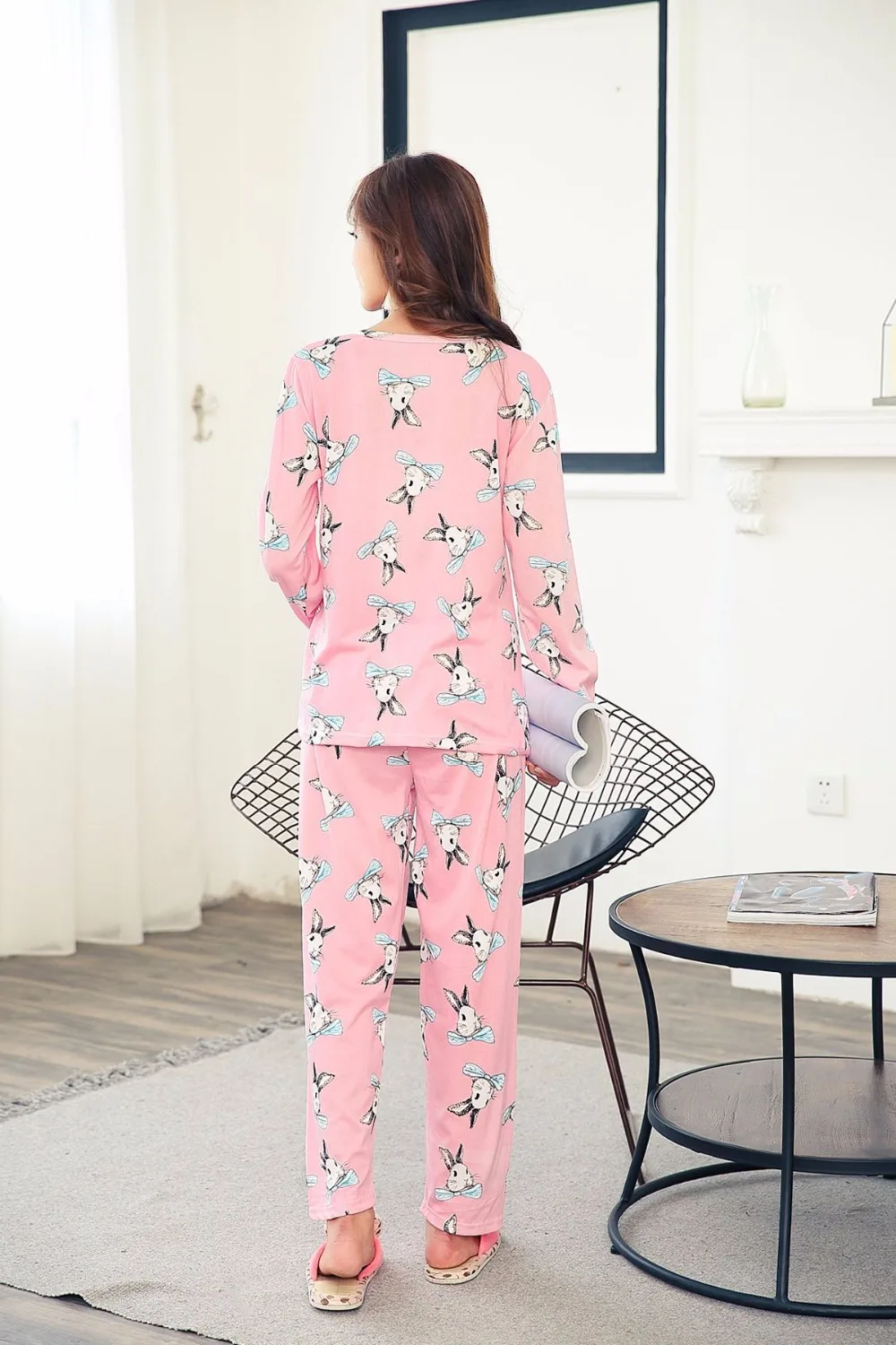 Foply Новинка г. Лидер продаж осень пижамы для женщин коробки милые Pijama узор пижамный комплект тонкий Pijama Mujer пижамы