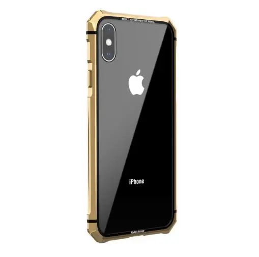 gold Для iPhone X 7 8 Plus чехол Черный Защитный авиационный Бампер металлический винт сотовый Чехол для телефона с прозрачной задней закаленным стеклом Cov - Цвет: gold