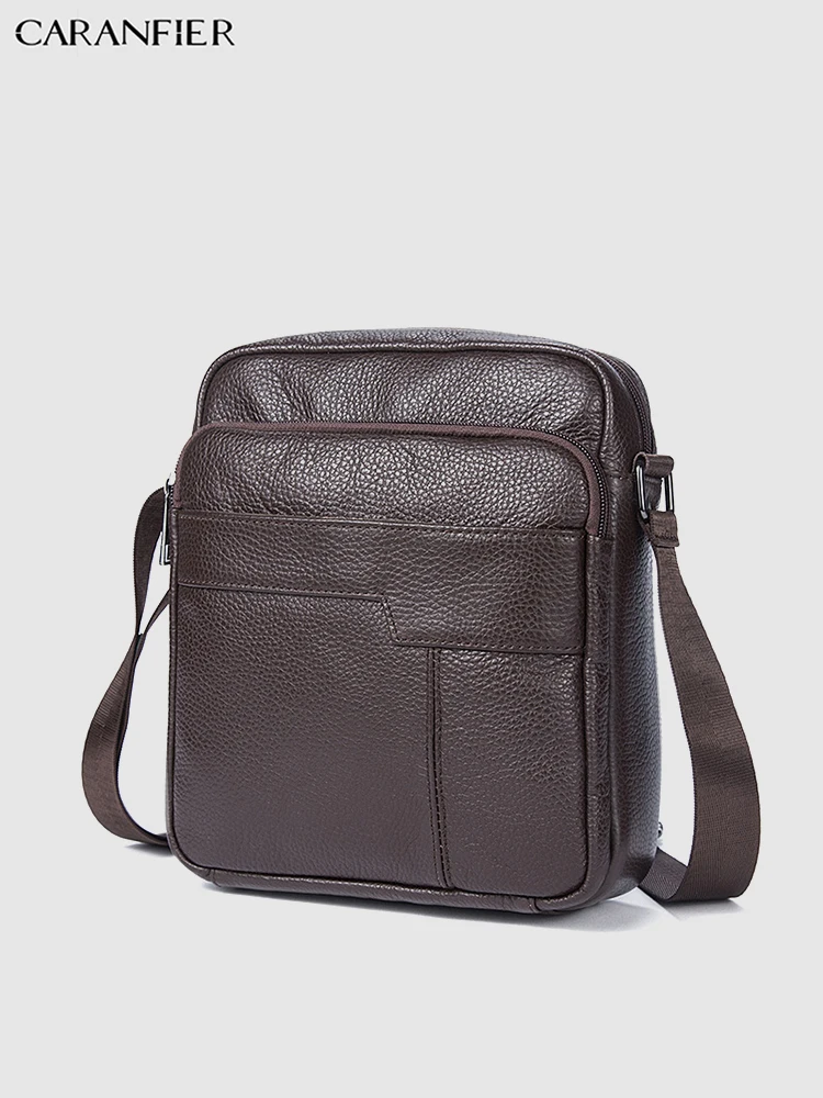 CARANFIER Mens Crossbody Bags Genuine Cowhide Leather High Quality Messenger Shoulder Male Business Briefcase Travel | Багаж и сумки