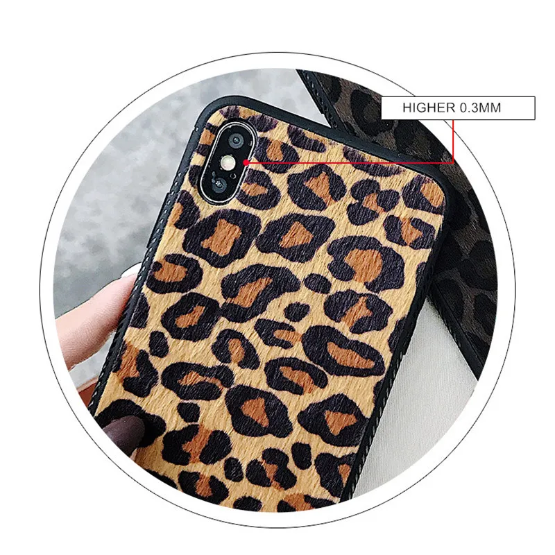Модный Леопардовый плюшевый чехол для телефона iPhone XS Max X XR 8 Plus меховой зимний