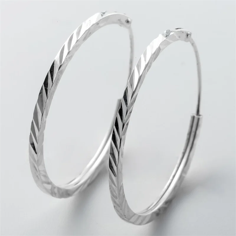 YACQ 925 Sterling Silver Hoop Earrings Big Birthday Party Jewelry Gifts for Women Girlfriend Her Mom Wife Girl Dropshipping CE46 | Украшения