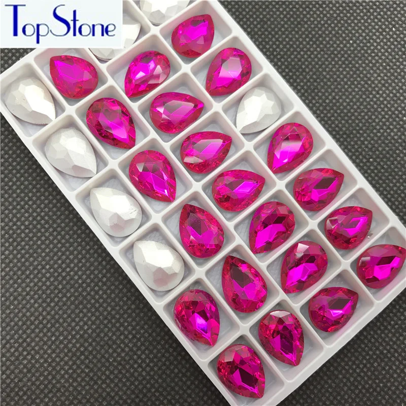 Фуксия стеклянный кристалл в форме слезы заостренные Стразы 5x8 6x10 8x13 10x14 13x18 18x25 20x30