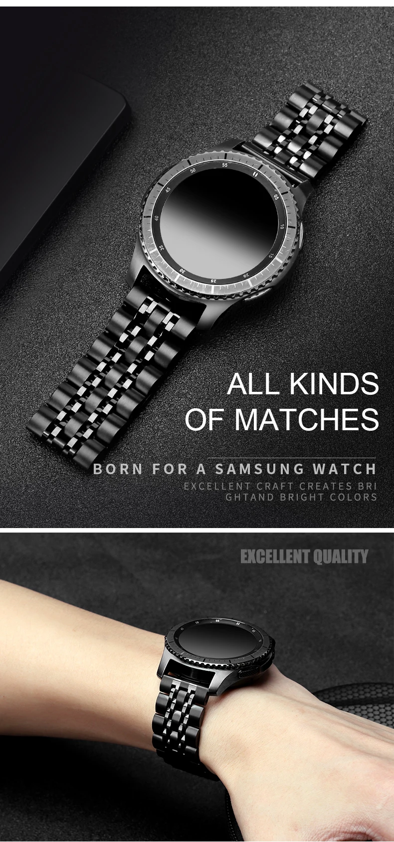 Ремешок для часов из нержавеющей стали 20mm/22 мм Для Samsung Galaxy(42/46) Gear S3 / S4 / S2 Frontier / Classic замена ремешок для часов быстрый выпуск