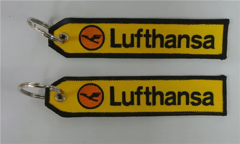 Брелок для ключей из ткани с вышивкой Lufthansa|fabric key ring|key ringchain ring |
