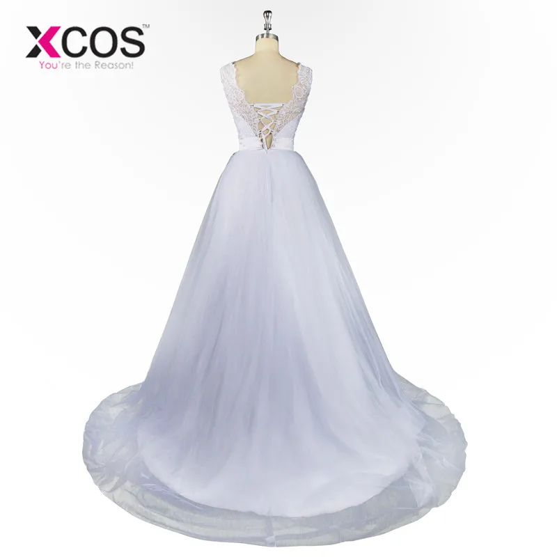 XCOS robe de mariage/Новинка 2018 года кружевное фатиновое платье с круглым вырезом и