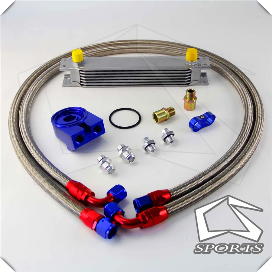 7 ROW AN-10AN UNIVERSAL OIL COOLER+SS Braided Hose kit | Автомобили и мотоциклы