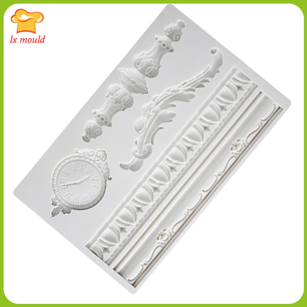 Новый Fondant (сахарная) узор силиконовые формы Ретро границы украшения для выпечки