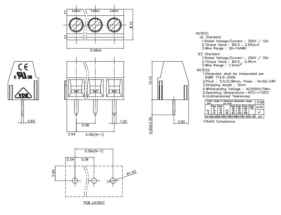 KF127 5,08 2P 3P PCB универсальные Винтовые клеммные блоки DG127 5,08 мм 2PIN 3PIN MKDSN 1,5/2-5,08-1729128 PHOENIX свяжитесь с DEGSON