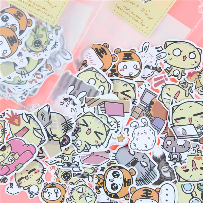 1 сумка милые декоративные наклейки в Корейском стиле из мультфильма клейкие для