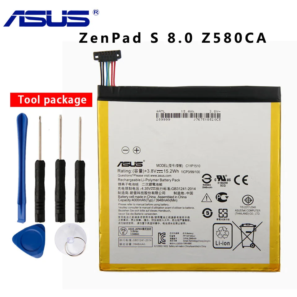 Оригинальный аккумулятор для планшета ASUS C11P1510 ZenPad S 8 0 Z580CA 4000 мАч|Аккумуляторы