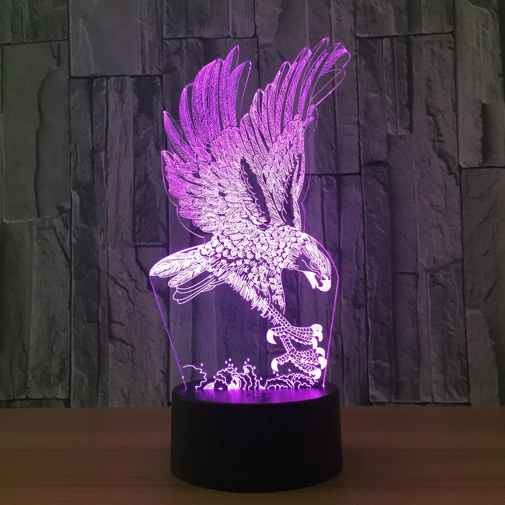 

Colorful Eagle Usb Desk Table Lamp 3D Night Light With Touch Switch Remote Control For Friends Xmas Gift