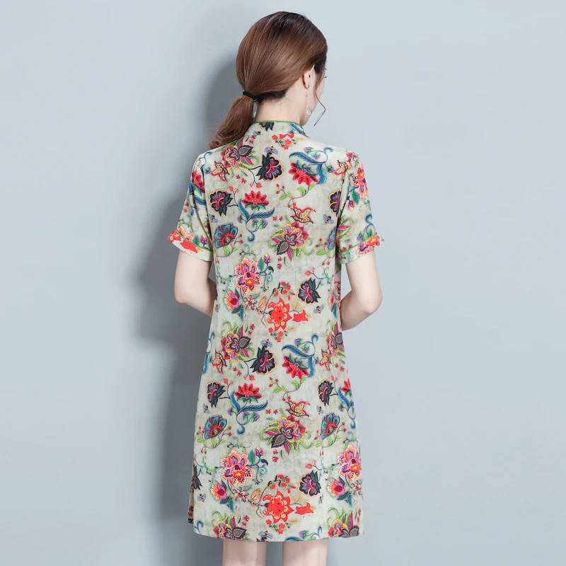 Cheongsam Китайский Стиль платье 2018 новые летние женские с короткими рукавами атлас