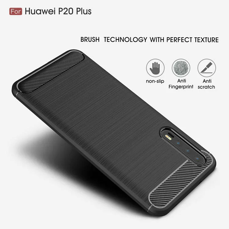 TobeThird For Huawei P20 Plus Case Carbon Fiber Texture Brushed TPU Gel Phone Cover for Pro / 6.1 inch | Мобильные телефоны и
