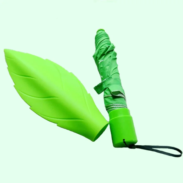 

Silicone Leaf Creative umbrella Sun rain UV Protection Silver Coating Outdoor sports Activities Adults health two fold umbrella