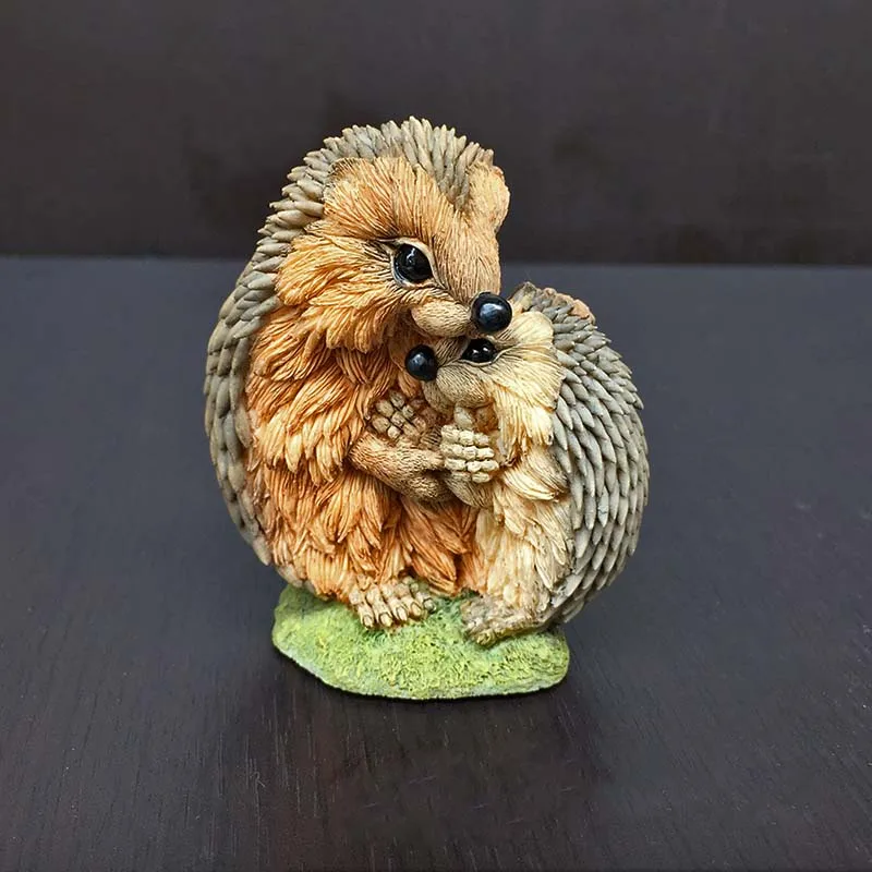 Simulation High-quality Hedgehog Model Decoration Resin Couple Ornament Animal Handmade Doll Crafts | Дом и сад