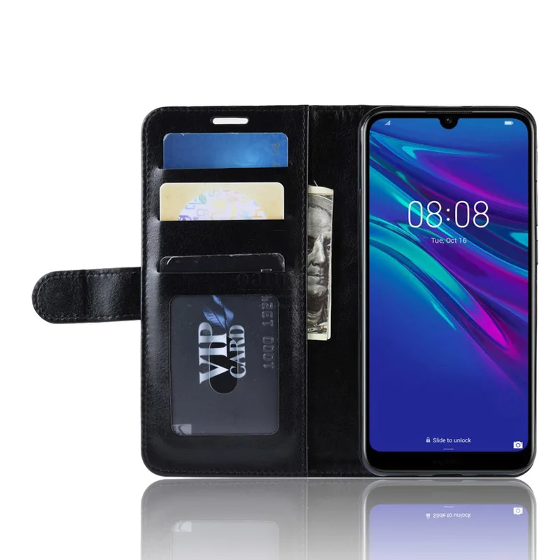 Роскошный кожаный чехол книжка в стиле ретро для Huawei Y6 Y7 Y9 2019 кошелек с подставкой