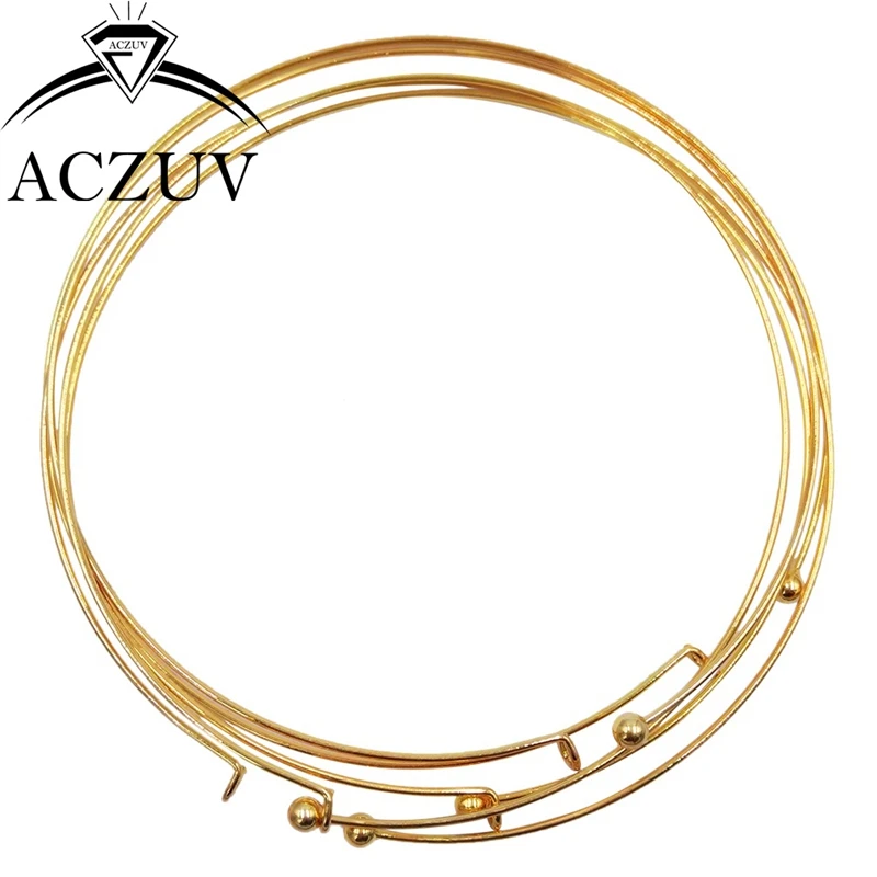 Gold Plated 50pcs 1.2mm Wire 13cm Round Metal Collar Circle Ring Choker Necklace Findings Accessories CNW005