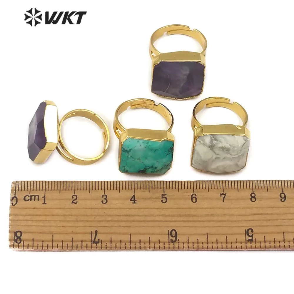 WT-R216 ограненная жемчужина-кольца камни ювелирные изделия Jewelry ISES аметисты регулируемое кольцо с золотой Гальванизированный женщин ювелирные изделия в стиле "Бохо"