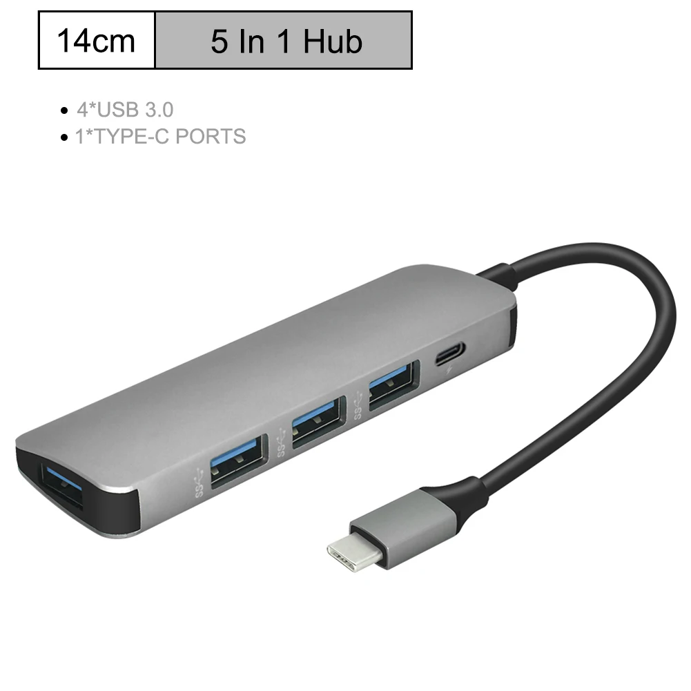 Space grey 5 в 1 концентратор USB Type C Hdmi PD порт поставки питания 4 USB 3,0 порта USB C концентратор адаптер для Mac book Pro Thunderbolt 4 USB зарядное устройство - Цвет: Space grey