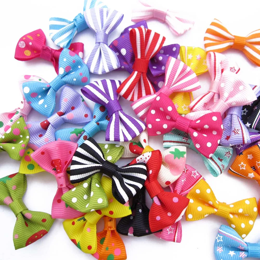 

Free shipping!400pcs/lot Mini Hair Bow Ribbon Bow Hair Accessory Mini Small Pringting Ribbon Bow Pet Bowknot