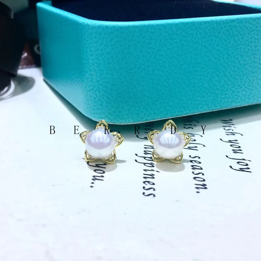 Серьги из стерлингового серебра 925 пробы фурнитура серьги-гвоздики Настройки крепления частей крепления для жемчуга Агат коралловые бусины камни