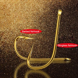Рыболовный крючок из высокоуглеродистой стали, с золотыми зазубринами, без ворса, инструмент Аксессуары для рыбалки, крючок, крючок без зазубрин, рыболовный крючок для озера, 50 шт.