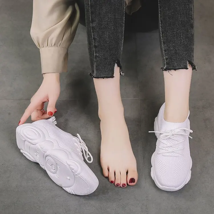 Обувь больших размеров Женские Повседневные вязаные носки кроссовки женские