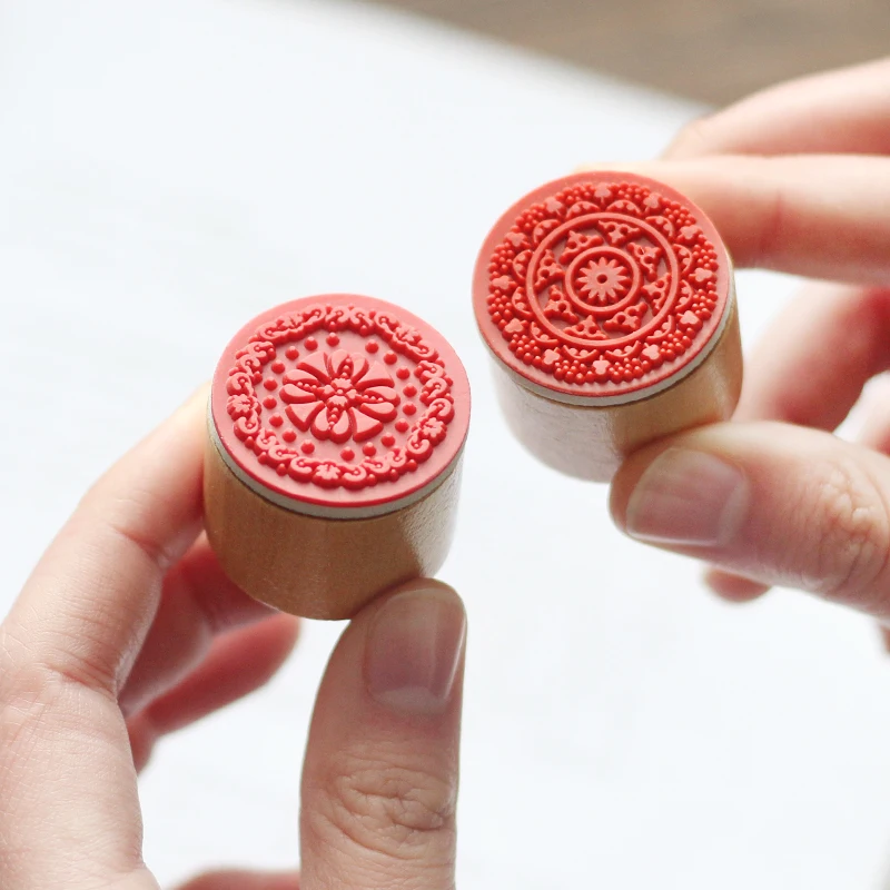 6 шт./лот круглые ретро цветочные узоры декоративные штампы деревянные и