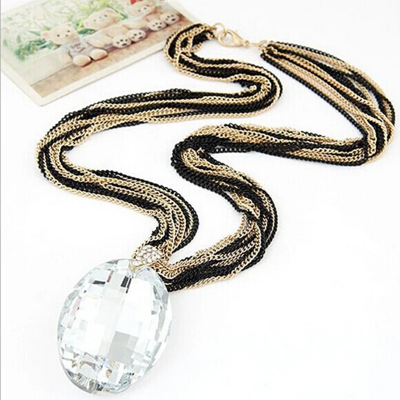 Fashion Beautiful Hight Quality Multilayers Chain Faceted Gem Rhinestone Pendant Necklace | Украшения и аксессуары