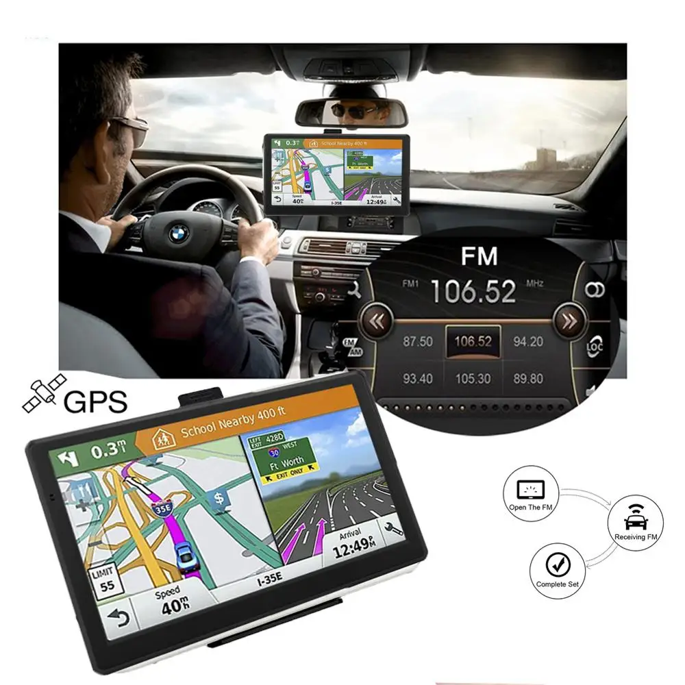 GPS навигатор портативный автомобильный 7 дюймов HD FM Bluetooth|GPS для транспорта| |
