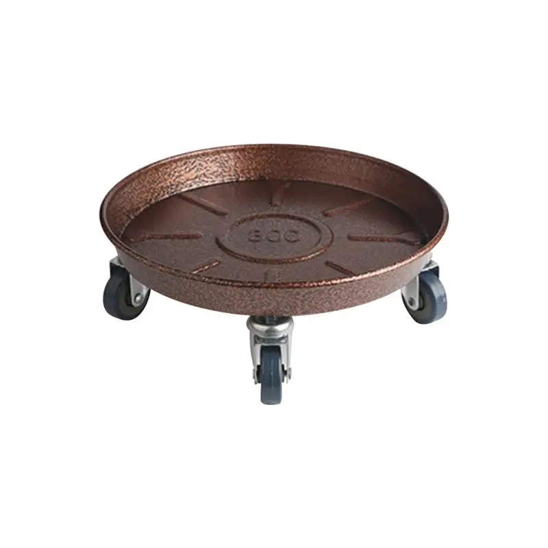 Copper color Круглый металлический цветочный горшок нижний стенд-тележка портативный Caddy на крытый открытый садовые инструменты для дома с универсальными колесами - Цвет: Copper color