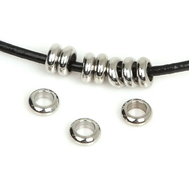 Бусинки с большими отверстиями DIY из нержавеющей стали серебристый оттенок