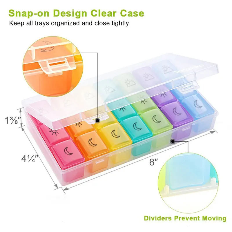 Органайзер для таблеток на неделю (3 тимес день) коробка 7 дней портативный