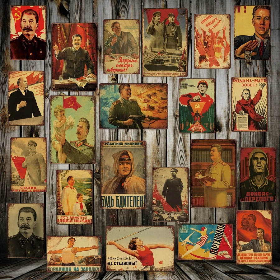 [Mike86] Сталин, Ленин, советский коммуниалист, металлическая вывеска, паб, винтажная роспись, ржавчина, художественная наклейка, плакат, Искусство 20*30 см, LT-1748