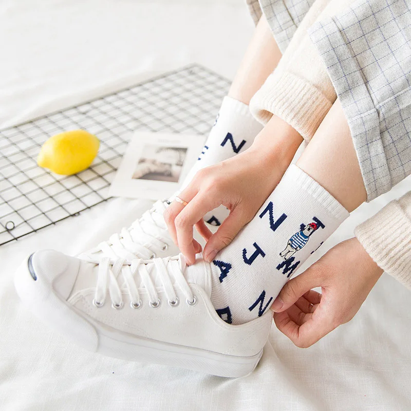 3 цвета Новинка оригинальный дизайн милые женские носки с вышитым медведем и