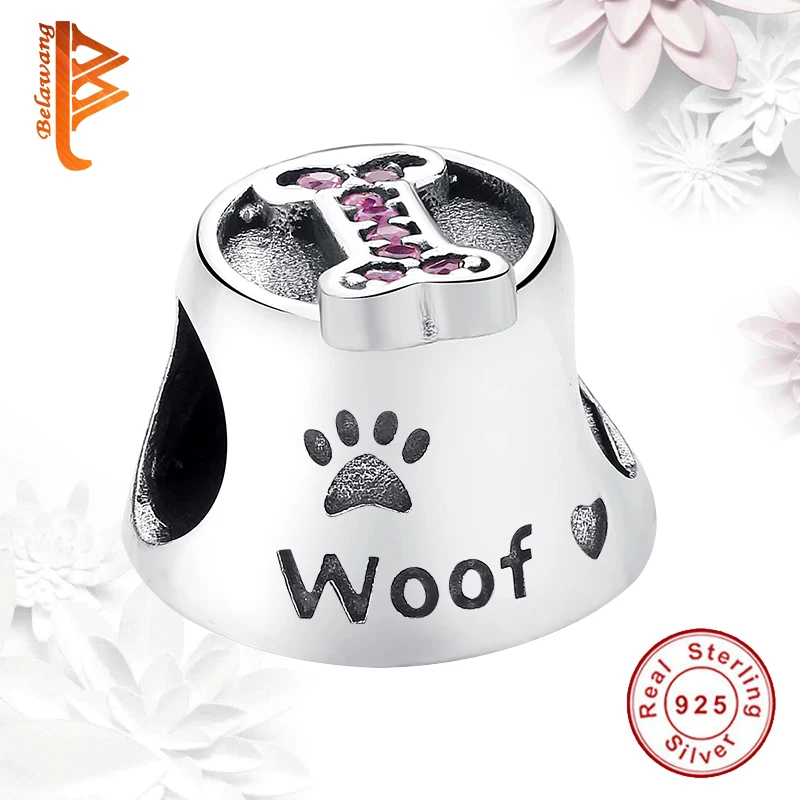 BELAWANG 925 Sterling Silver Paw Print Woof Animal Charms Bone Beads Fit Original BW Bracelet Bangle DIY Jewelry Making | Украшения и