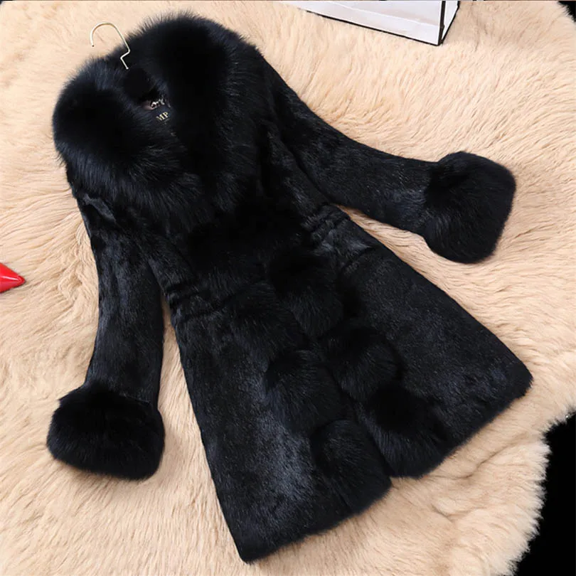 

Women Jacket Faux Fur Red Rabbit Hair Fur Coat Plus Sizes White Long Coat Faux Fur Coats Winter Outwears Female Clothing 2018