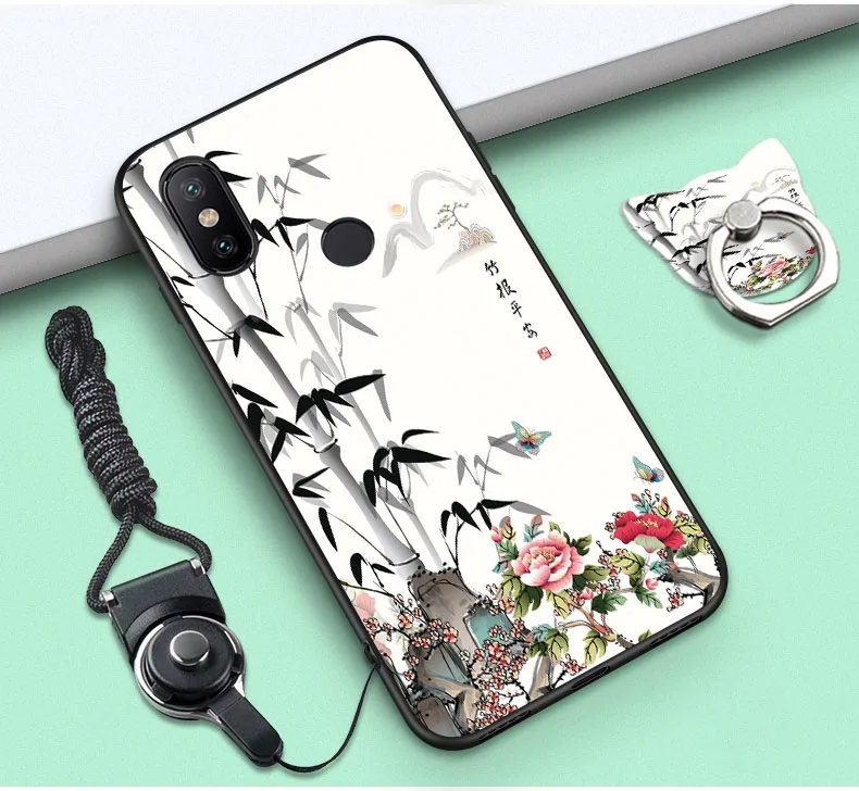 Xiaomi Mi A2 Case Luxury Slim Black Frame Cartoon Painted Soft TPU Back Cover For Silicone #VA | Мобильные телефоны и