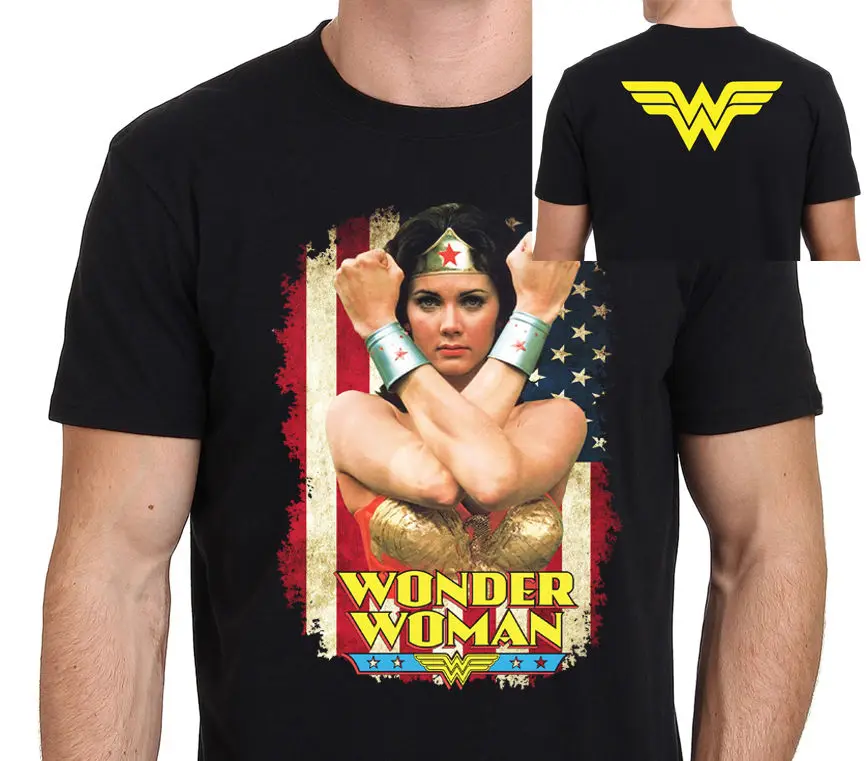 Wonder Woman Lynda Carter Классическая футболка с изображением супергероя из 80 штук Размер: S