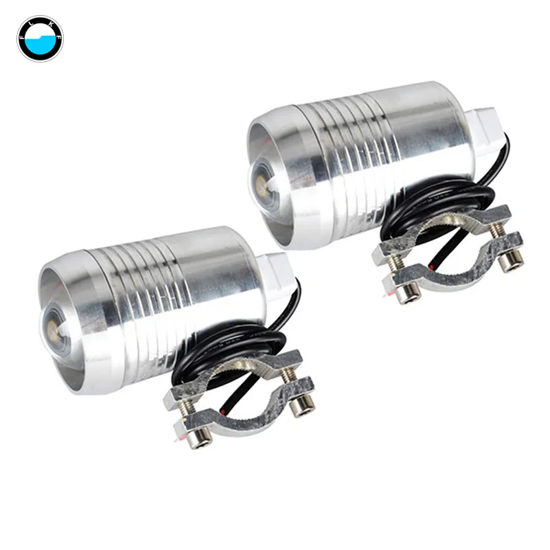 2PCS silver external Мотоциклетный головной светильник U2 лазерный пистолет пушка Электрический мотокроссный Точечный светильник подключаемый Тип Универсальный мотоциклетный противотуманный светильник - Цвет: 2PCS silver external