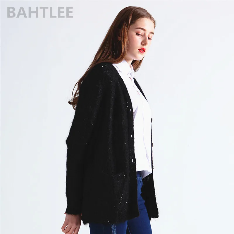 Женский кардиган из мохера BAHTLEE однотонное трикотажное шерстяное пальто с