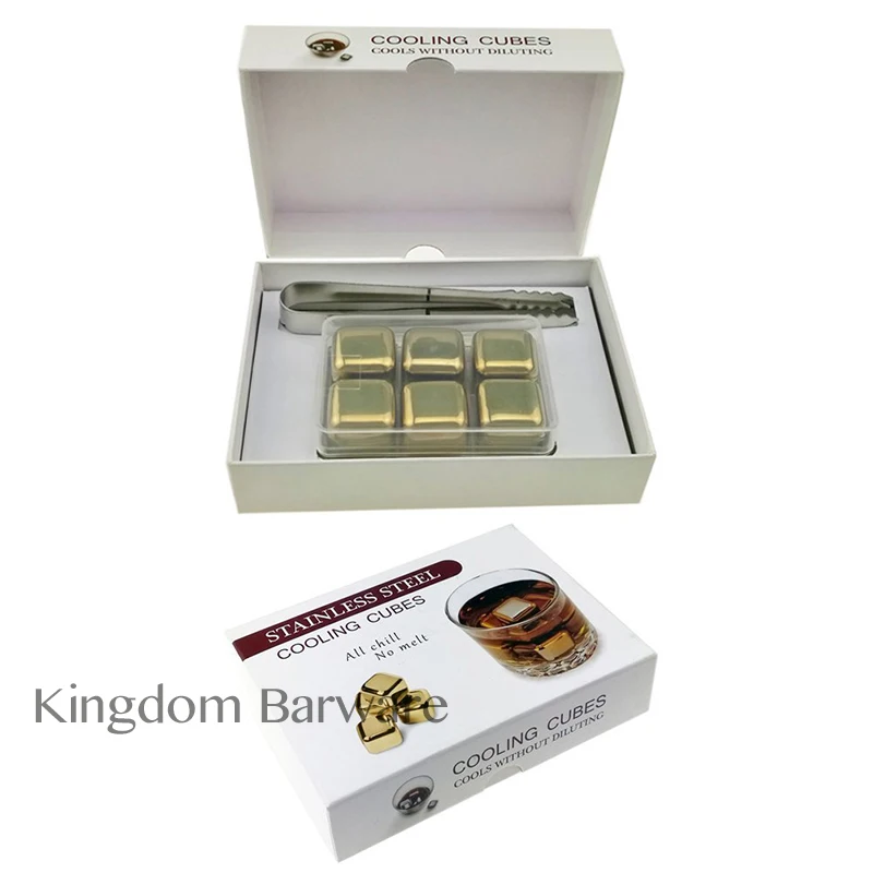 Камни для виски со льдом золотистый куб Форма Нержавеющая сталь кубика льда