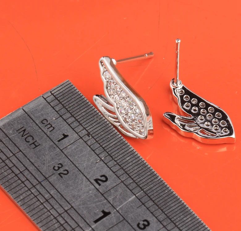 Приятным прекрасный лебедь животных Белый Цирконий 925 стерлингового серебра