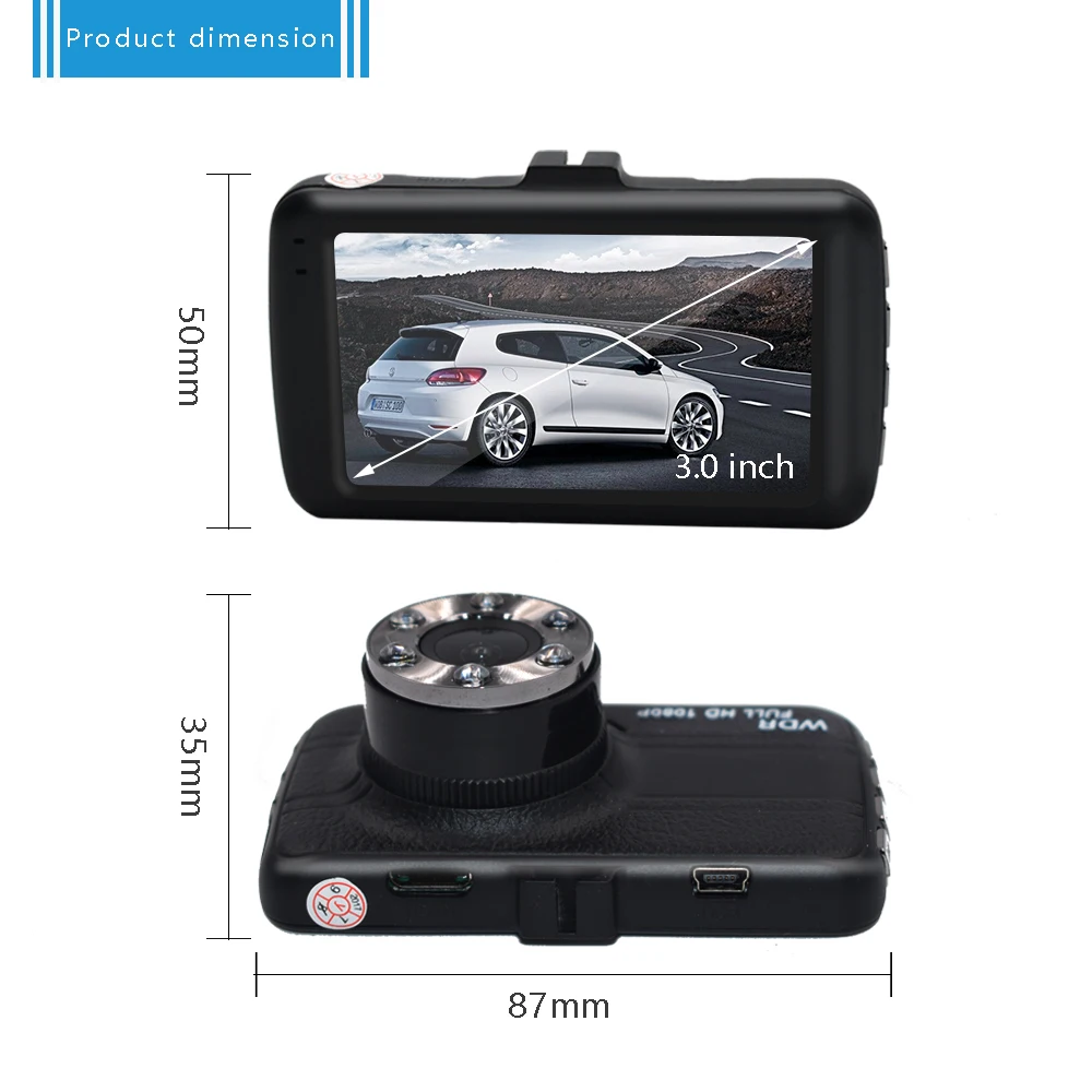 3 дюймовый Автомобильный видеорегистратор Full HD 720P Автомобильная камера рекордер